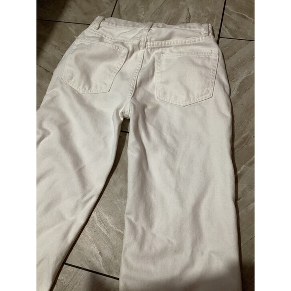 Sold Reformation Jeans Fawcett Jean White High Rise Straight Leg Raw Hem Flawed - Picture 4 of 11